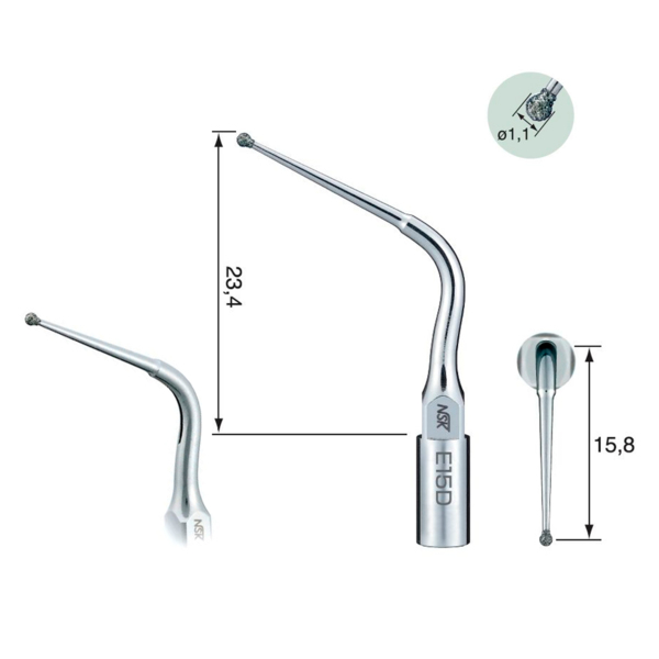 E15D - насадка к скалеру, для очистки и расширения зубного канала, 40 мкм - фото 0