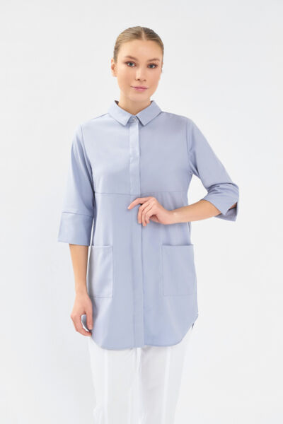 Рубашка женская на кнопках Тезис TZ450, серый, 46 - фото 0