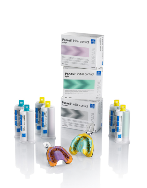 Panasil initial contact Regular Fast - корригирующий материал, среднетекучий, серый, 2x50 мл + 6 смесителей