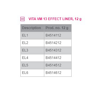 VITA VM 13 EFFECT LINER - дополнительный порошок, (цвет на выбор), совместим с цветами VITA SYSTEM 3D-MASTER и VITA classic A1-D4, 12 г - фото 2