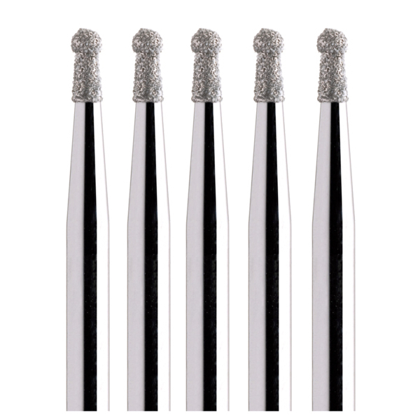 Бор алмазный 802, шарик с юбкой, D=0.8 мм, L=2 мм, FG, синий, 5 шт - фото 0