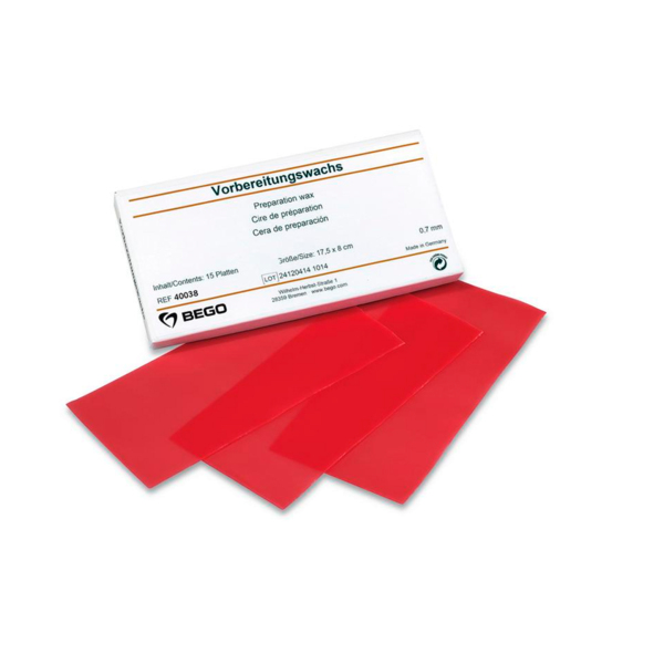 Подготовительный воск, для техники бюгельного протезирования, красный, 0,7 мм, 15 пластин - фото 0