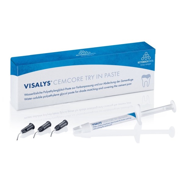Visalys CemCore Try In Paste Universal (A2/A3) — композит двойного отверждения, цвет Universal  A2/A3, 1х1.4 мл, 5 аппликаторов - фото 0