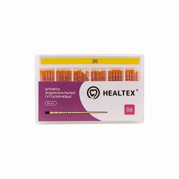 Штифты гуттаперчевые Healtex, для пломбирования корневых каналов, с маркировкой длины, №20/.06, 60 шт - фото 0