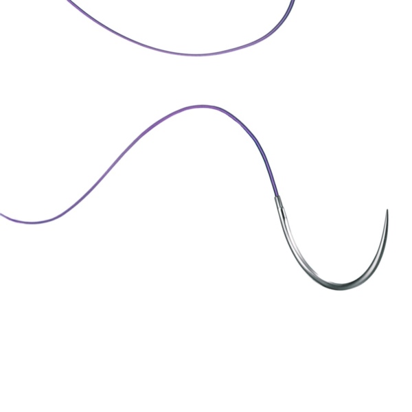 Шовный материал B.Braun Моносин, рассасывающаяся мононить, 4/0 70 см, колющая игла 26 мм 1/2, фиолетовый, 36 шт - фото 1