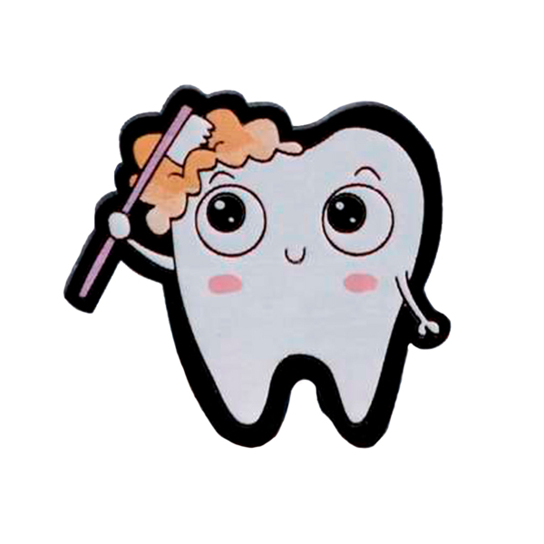 Значок "Зубик с щеткой", фиолетовый - фото 0