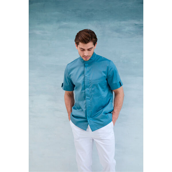 Рубашка мужская Dr. Nice, со стойкой, с коротким рукавом, деним, 50 - фото 5