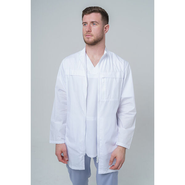 Халат медицинский мужской на молнии, белый, 48 - фото 0