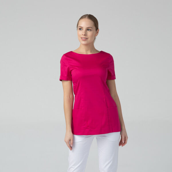 Туника женская Dr. Nice с молнией сзади, короткий рукав, малиновый, 48 - фото 1