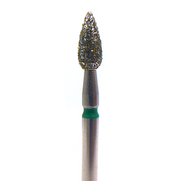 Бор алмазный 830G, почка, тонкий, D=2.1 мм, L=5.0 мм, FG, зеленый - фото 0