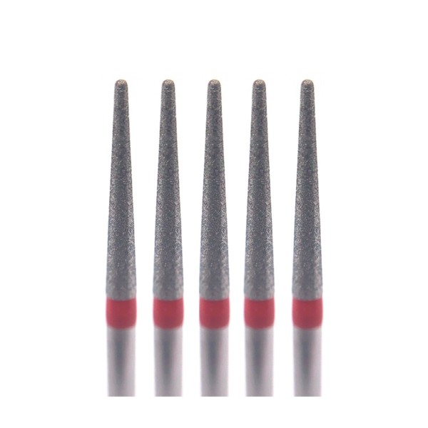 Бор алмазный Ecoline E 850S F, конус закругленный, D=1.6 мм, FG, красный, 5 шт - фото 0