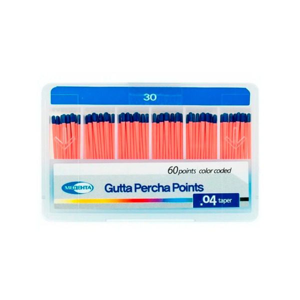 Штифты гуттаперчевые Meta Biomed Медента, с маркировкой длины, №30/.04, 60 шт - фото 0