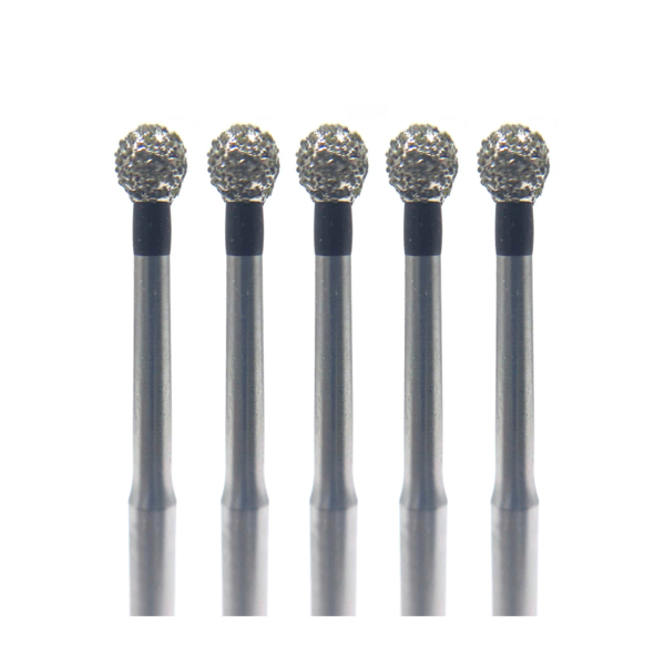 Бор алмазный Ecoline E 801L, шаровидный удлиненный, D=2.1 мм, FG, черный, 5 шт - фото 0