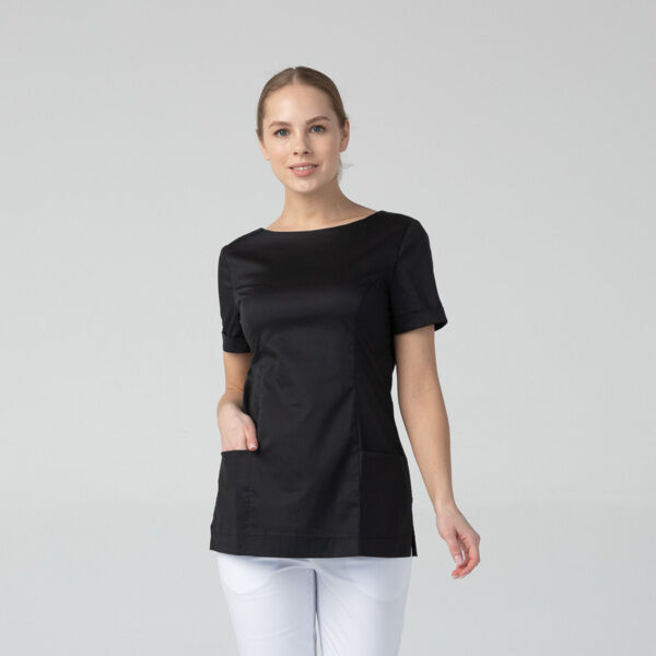 Туника женская Dr. Nice с молнией сзади, короткий рукав, черный, 42 - фото 1