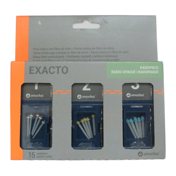 Exacto Translucent - штифты стоматологические стекловолоконные в комплекте (штифты Exacto Translucent 15 шт, боры 3 шт) - фото 0