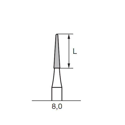 Бор твердосплавный CC 136 MX, конус закругленный, D=1.6 мм, L=8.0 мм, HP - фото 1