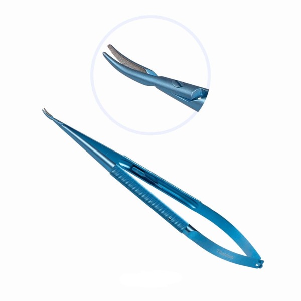 Иглодержатель микрохирургический, изогнутый, 0,8 мм, длина 180 мм - фото 0