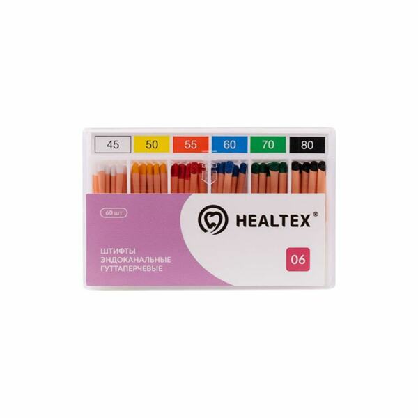 Штифты гуттаперчевые Healtex, для пломбирования корневых каналов, без маркировки длины, набор №45-80/.06, 60 шт - фото 0