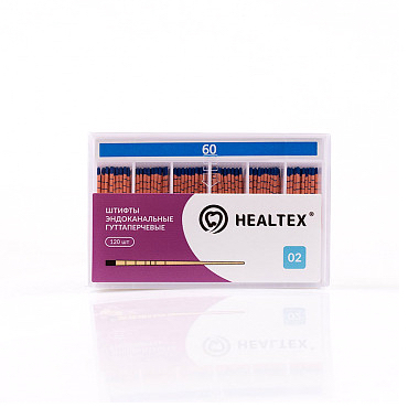 Штифты эндоканальные гуттаперчевые Healtex, с маркировкой длины, конусность 02, размер 60, 120 шт - фото 0