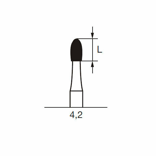 Финишный твердосплавный бор CF 379 UF, олива, D=2.3 мм, L=4.2 мм, FG, белый - фото 1