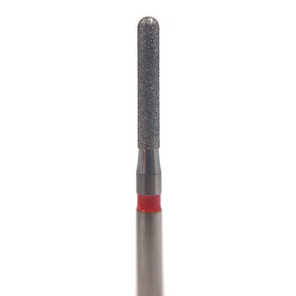 Бор алмазный 881, цилиндр закругленный, D=1.4 мм, L=8.0 мм, FG, красный - фото 0