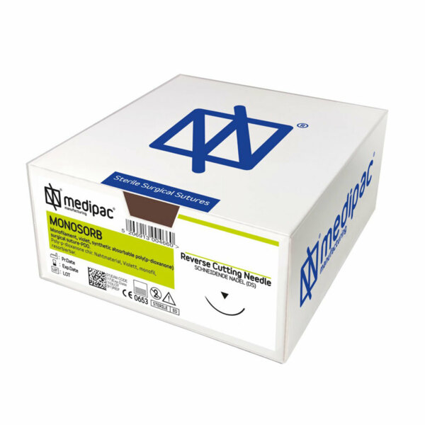 Шовный материал MONOSORB — монофиламентная нить 4/0 45 см, обратно-режущая игла 19 мм 3/8, 24 шт - фото 0