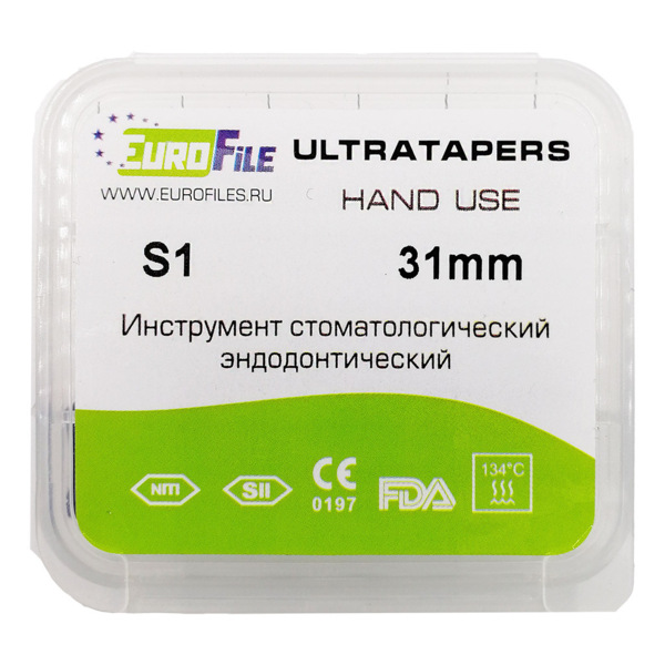 Ultratapers Hand - ручные файлы, 31 мм, размер S1, никель-титан, 6 шт - фото 1