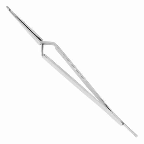 Пинцет ортодонтический HLW №H-332, изогнутый, обратный, для щечных трубок, рифленые зубчики, L=130 мм, сталь, 1 шт - фото 1