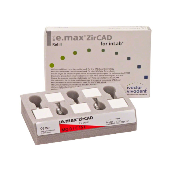 IPS e.max ZirCAD inLab - блоки из оксида циркония, цвет MO 0 C15 L, 5 шт - фото 1
