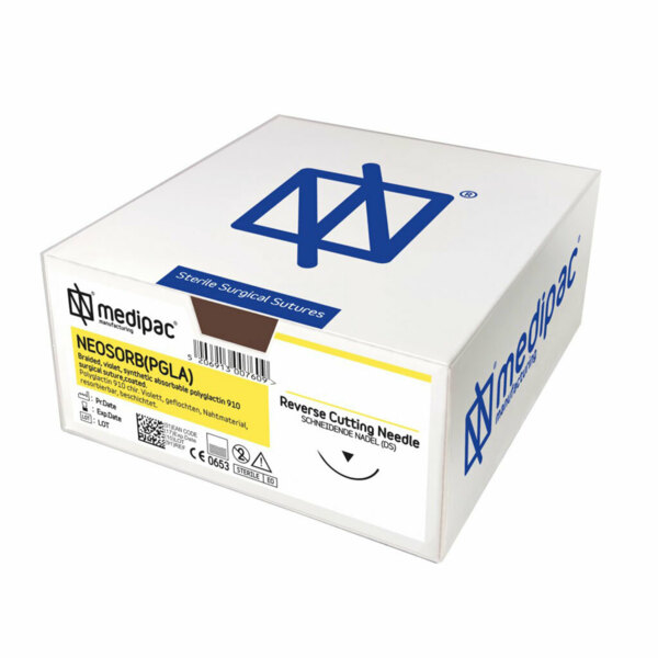 Шовный материал NEOSORB — плетеная нить 5/0 45 см, обратно-режущая игла 16 мм 3/8, 12 шт - фото 0