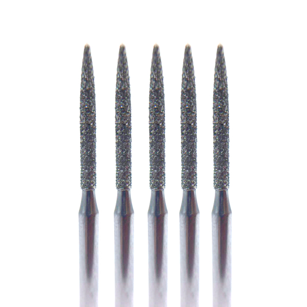 Бор алмазный 863, пуля (острая торпеда), D=1.2 мм, L=10 мм, FG, красный, 5 шт - фото 0