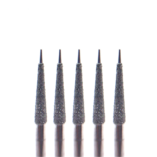 Бор алмазный 859E, пика, для расширения устья канала, D=1.6 мм, L=8 мм, FG, синий, 5 шт - фото 0