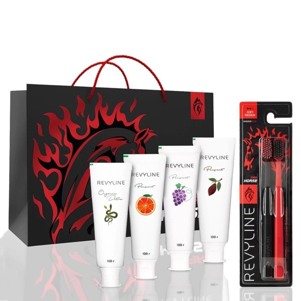 Подарочный набор Revyline №1 Special Color Edition Fire Horse, зубная паста 4 шт+зубная щетка 2 шт - фото 0