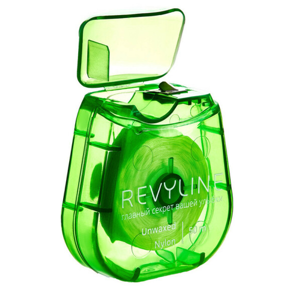 Зубная нить Revyline, невощеная, нейлон, зеленая, 50 м - фото 1
