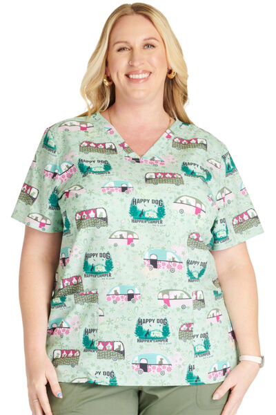 Топ женский Tooniforms TF738, принт "Кемпинг", зеленый, M - фото 1