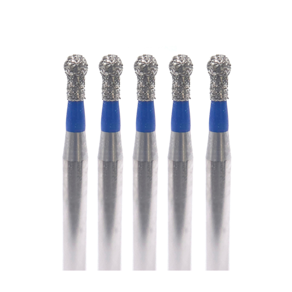 Бор алмазный Ecoline E 802, шаровидный с воротником, D=1.8 мм, FG, синий, 5 шт - фото 0