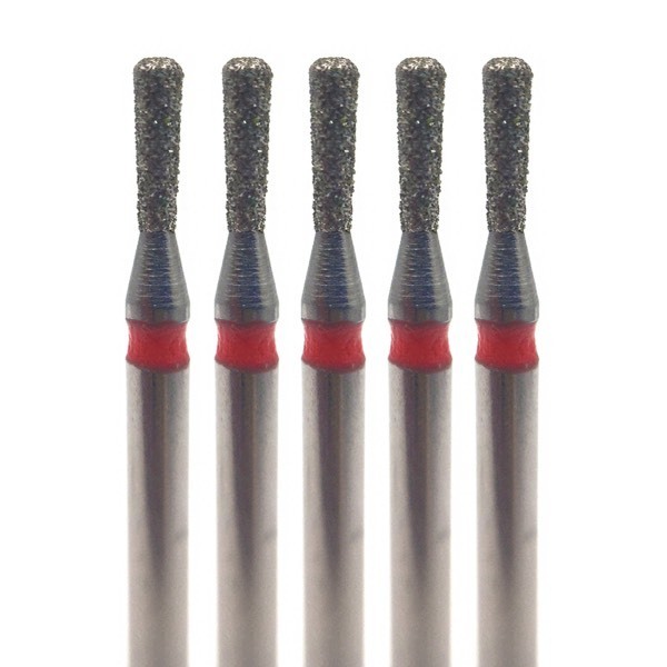 Бор алмазный 808R, груша, D=1.2 мм, L=5.0 мм, FG, красный, 5 шт - фото 0