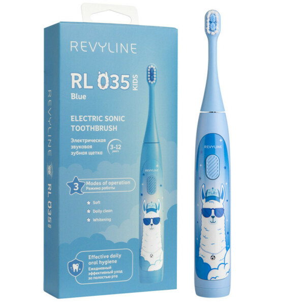 Детская электрическая звуковая зубная щётка Revyline RL 035 Kids, голубой - фото 0
