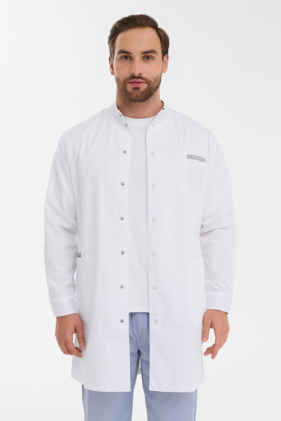 Халат мужской на кнопках Тезис TZ810, белый, 50 - фото 3