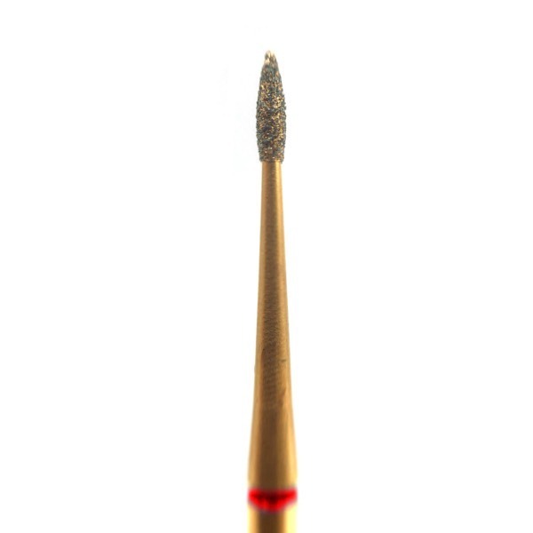 Бор алмазный G368L, пуля, удлиненный, D=1.4 мм, L=5.0 мм, RAXL, красный, 1 шт - фото 0