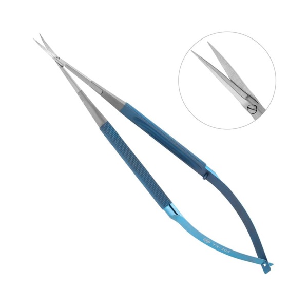 Ножницы микрохирургические, плавноизогнутые, остроконечные, длина 185 мм - фото 0