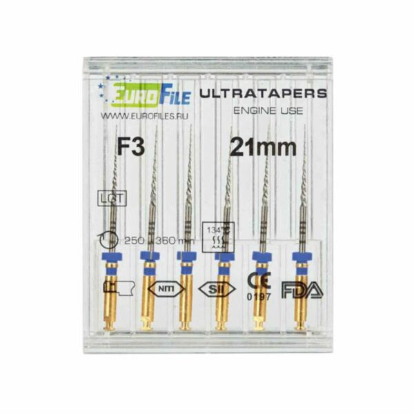 Файлы машинные Eurofile Ultratapers, для препарирования каналов, 21 мм, №F3, никель-титан, 6 шт - фото 1