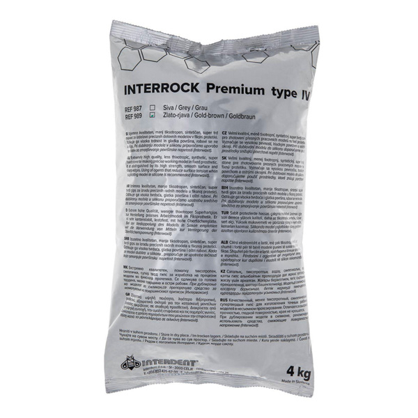 Гипс Interrock Premium, супертвердый, тип IV, золотисто-коричневый, мешок 4 кг - фото 0