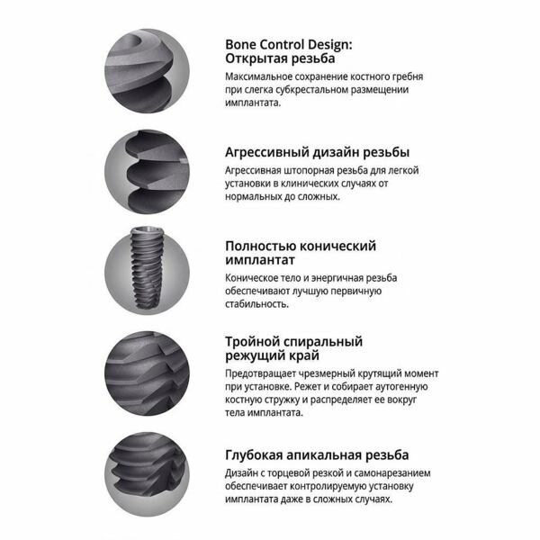 Имплантат HIOSSEN ET III SA Standart, прямой, D=4.0 мм, L=11.5 мм, без адаптера и винта-заглушки D=1.2 мм - фото 3