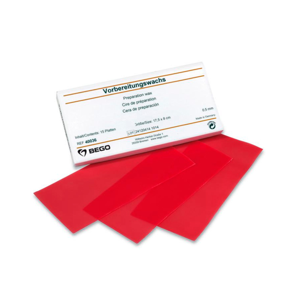 Подготовительный воск, для техники бюгельного протезирования, красный, 0,5 мм, 15 пластин - фото 0