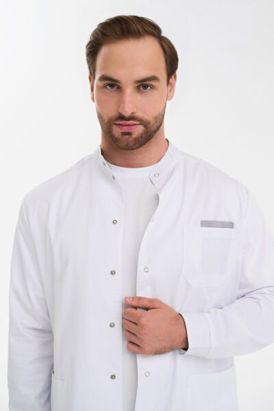 Халат мужской на кнопках Тезис TZ810, белый, 62 - фото 2