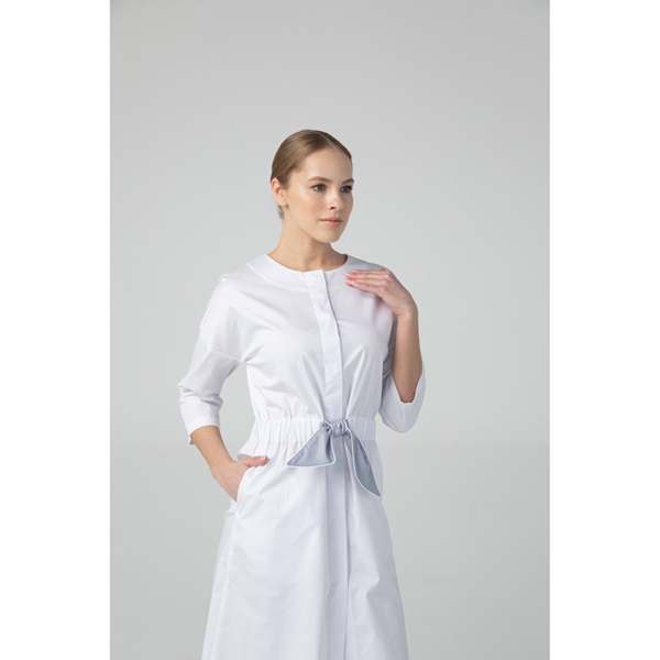 Платье Dr. Nice с серым поясом, белый, 48 - фото 3