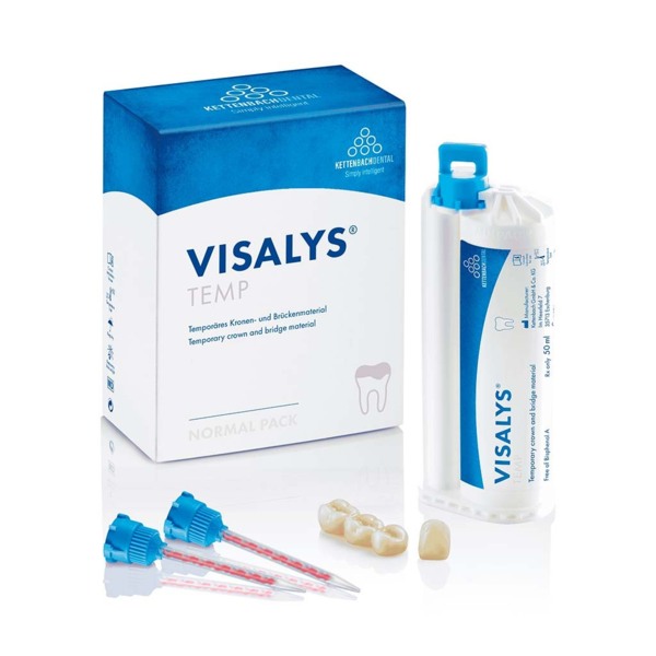 Visalys Temp Normal pack - материал для изготовления временных коронок и мостов, цвет BL, картридж 50 мл + 15 смесительных канюль