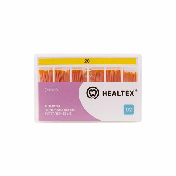 Штифты гуттаперчевые Healtex, для пломбирования корневых каналов, без маркировки длины, №20/.02, 120 шт - фото 0