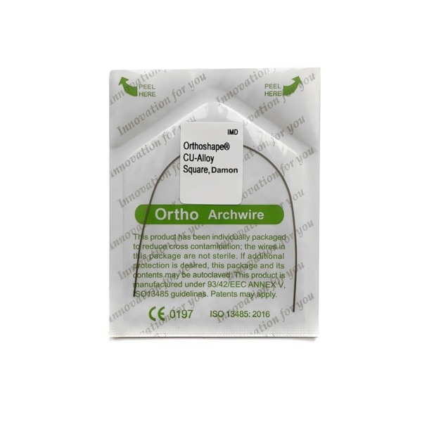 Дуга ортодонтическая IMD CU-Alloy 0.014x0.025", сечение прямоугольное, форма Damon, нижняя челюсть, 1 шт - фото 1